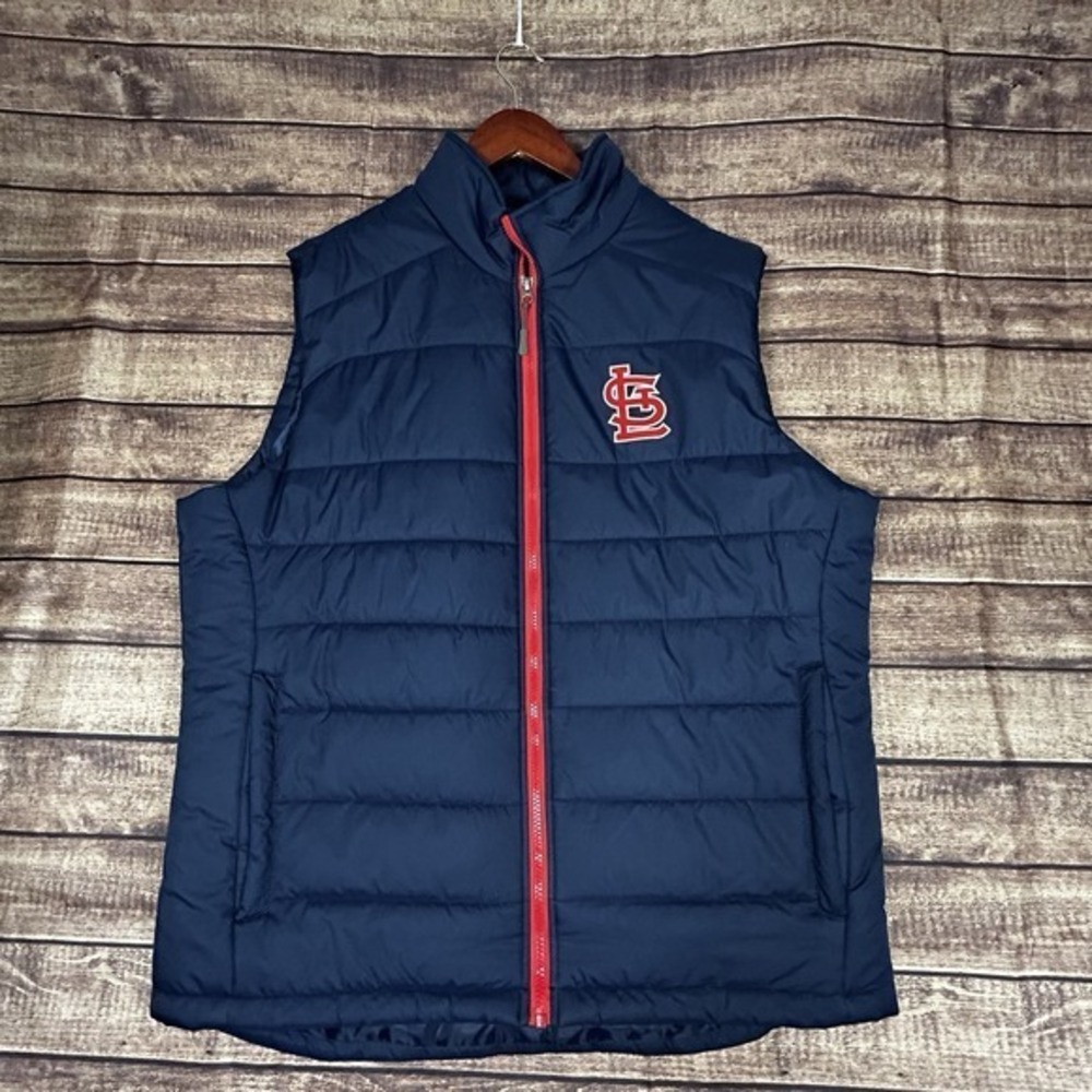 MLB St Louis Cardinals G-III Carl Banks Navy Blue Mens Jacket Puffer Vest Large